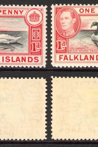 Falkland Is SG147/a 1d Black and Carmine/Black and Vermilion M/M Cat 38.75