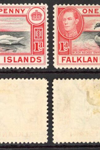 Falkland Is SG147/a 1d Black and Carmine/Black and Vermilion M/M Cat 38.75