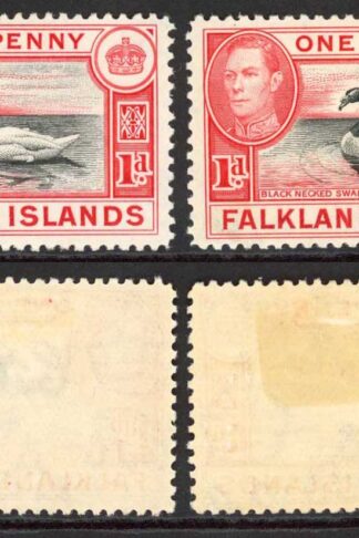 Falkland Is SG147/a 1d Black and Carmine/Black and Vermilion M/M Cat 38.75