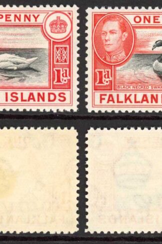 Falkland Is SG147/a 1d Black and Carmine/Black and Vermilion M/M Cat 38.75
