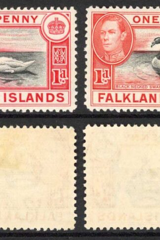 Falkland Is SG147/a 1d Black and Carmine/Black and Vermilion M/M Cat 38.75