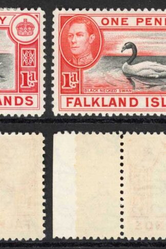 Falkland Is SG147/a 1d Black and Carmine/Black and Vermilion M/M Cat 38.75