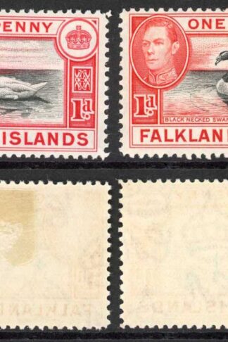 Falkland Is SG147/a 1d Black and Carmine/Black and Vermilion M/M Cat 38.75