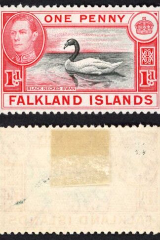 Falkland Is SG147/a 1d Black and Carmine M/M Cat 35 pounds