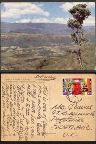 Ethiopia post card to Scotland