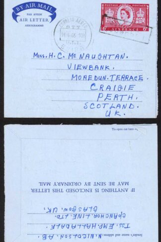 Mozambique GB 6d Coronation Airmail with Beira Correio Aereo Paquebot pmk