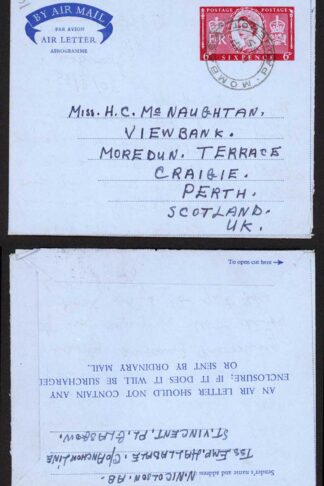 Kenya GB 6d Coronation Airmail with Mombasa Paquebot pmk