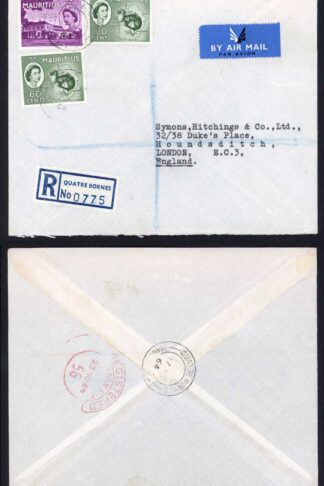 Mauritius 1964 Registered Airmail cover to London