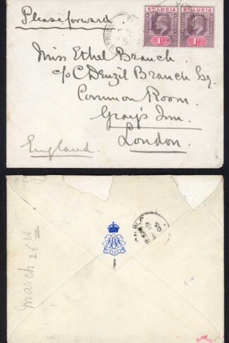 St Lucia 1905 cover to London