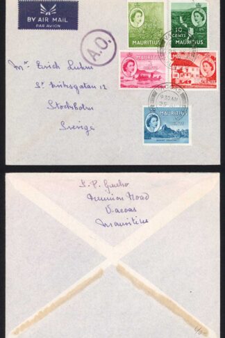 Mauritius Mixed Franking Airmail Cover from Vacoas to Stockholm