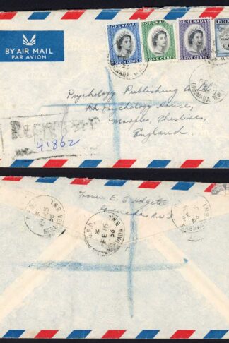 Grenada 1953 Airmail Cover to England (one of the 4 stamps is damaged)