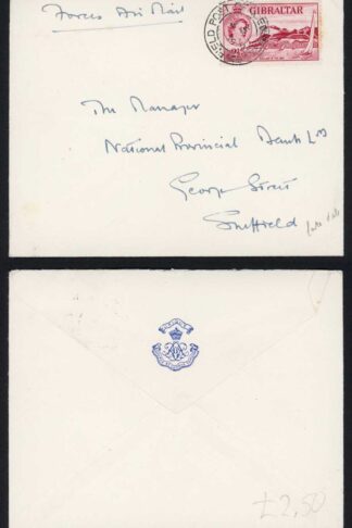 Gibraltar 1957 2 1/2d Field Post Office CDs on Cover to UK