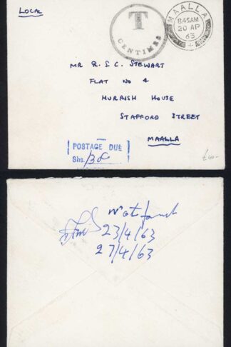 Aden 1963 Local Post Due cover from Maalla