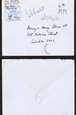 Sengal WW2 Navy Cover By Air to London Unframed PP and Ship Censor