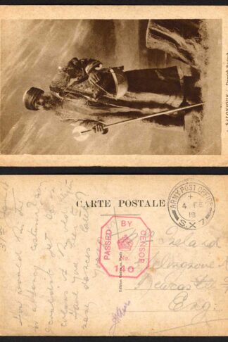 1918 Army censor 140 on a Card to the UK
