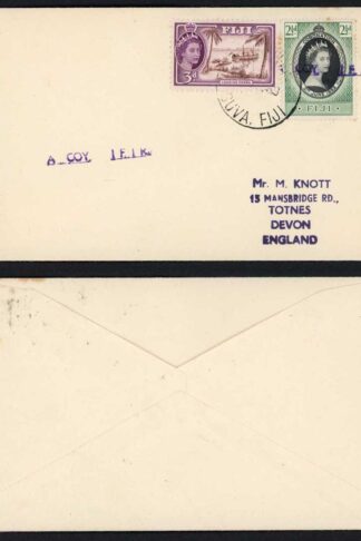Fiji cover with A Coy IEIR additional hand stamp on a cover to England