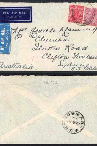 India 1937 Cover to Australia