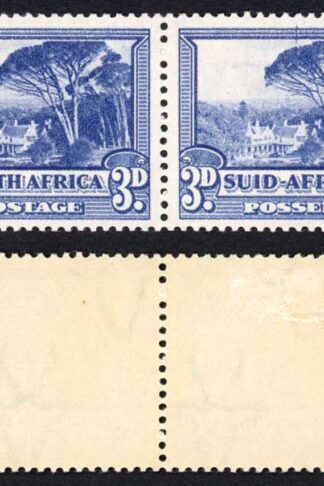South Africa SG117a 1949 3d Blue Scratch top middle M/M