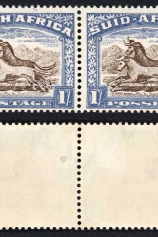 South Africa SG120a 1/- Blackish Brown and Ultramarine M/M