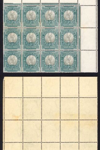 South Africa SG126 1/2d Perf 14.5 x 14 U/M Block 12