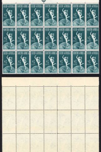 South Africa SG128 1/2d UPU Arrow Block of 21 U/M