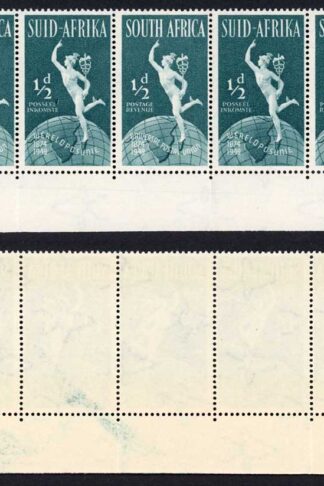 South Africa SG128 1/2d UPU R6/17 White Spot on L on Pusseel U/M