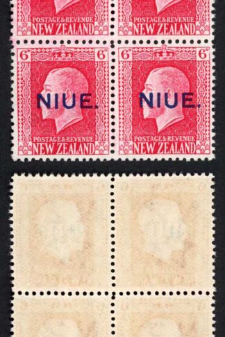 Niue SG14 6d Rose-red Block of 4 with Opt U/M Cat 64