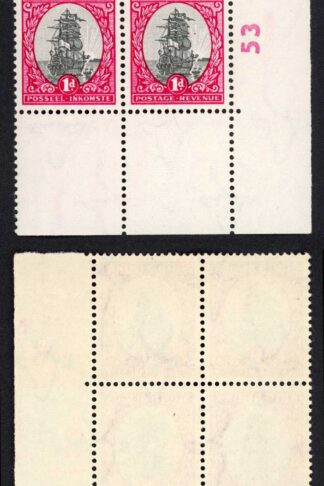 South Africa SG135 1d Grey and Carmine R20/12 Red Dot on Sunray U/M