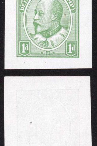KEVII Canada Head Essay Colour Trial in green of thin wove paper Cat 3250 pounds