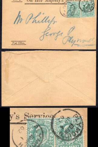 KEVII 1/2d Blue Green X 2 OHMS Commercial FDC RARE
