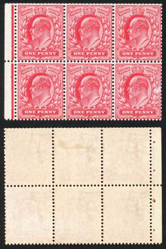 KEVII SG219aw DLR 1d Booklet Pane Wmk Inv Top m/m bottom right stamp Rub Cat 275