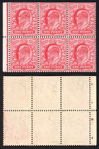 KEVII SG219aw DLR 1d Booklet Pane Wmk Inverted Top m/m Cat 275