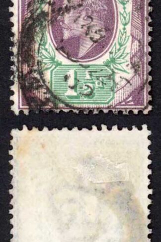 KEVII SG221 1 1/2d Dull purple and green DLR Ord Paper Fine used Cat 24 pounds