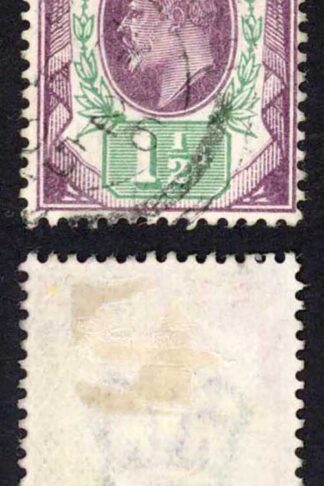 KEVII SG221 1 1/2d Dull purple and green DLR Ord Paper Fine used Cat 24 pounds