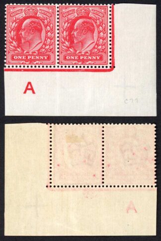 KEVII 1d Scarlet A1 Continuous Rule Perf Type H1 M/M