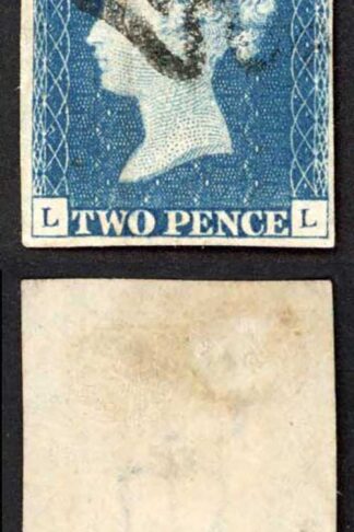 1840 2d Steel Blue (LL) Plate 1 Fine Four Margins Cat 1900 pounds