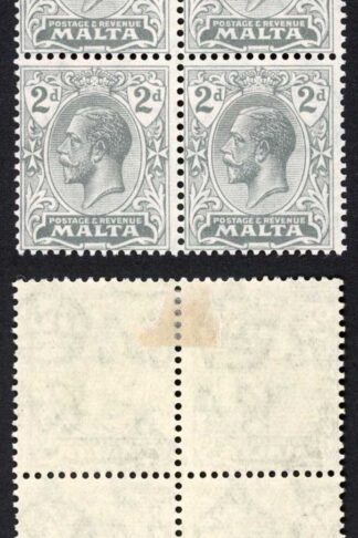 Malta SG100 2d Grey wmk Script (2 x U/M) Block Cat 48+++ pounds