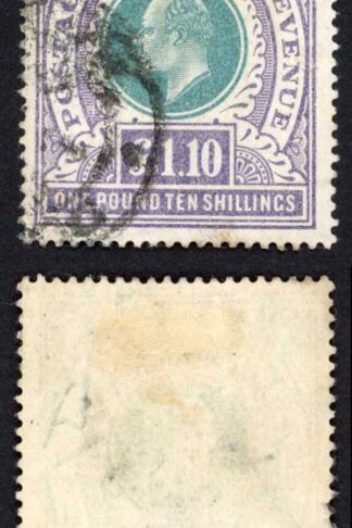 Natal SG143 One Pound 10/- Green and Violet with Manuscript cancel and Fake pmk