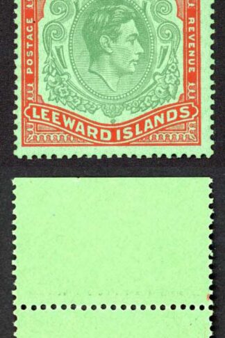Leeward Is SG113c 10/- Deep Green and Deep Vermilion/Green U/M Cat 100 pounds