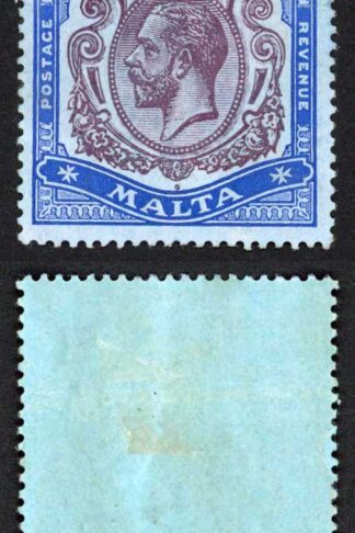 Malta SG86 2/- Purple and Bright Blue/Blue Wmk Mult CA M/M Cat 55.00