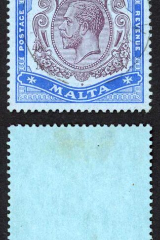 Malta SG86 2/- Purple and Bright Blue/Blue Wmk Mult CA Fine Used Cat 48 pounds