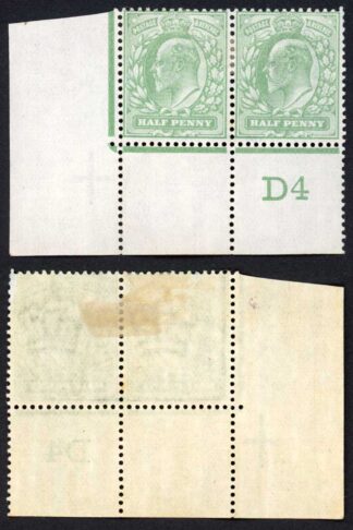 KEVII 1/2d Yellow-green D4 Co-extensive Rule Perf Type H1A M/M RARE