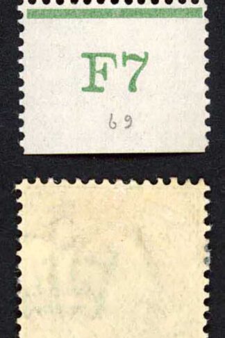 KEVII 1/2d Yellow-green F7 Co-extensive Rule Perf Type V2 M/M