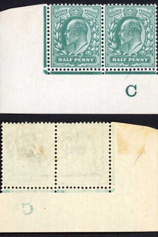 KEVII 1/2d Blue-green C Co-extensive Rule Perf Type V1 M/M RARE