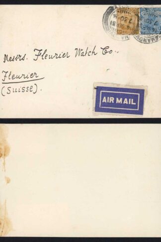 India KGV 3a and 6a on a Front to Swiss