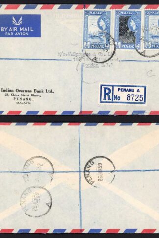 Penang 1959 Registered Letter to London