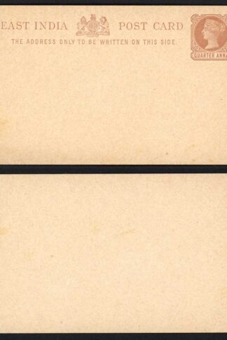 India QV 1/4a Brown Postcard Mint