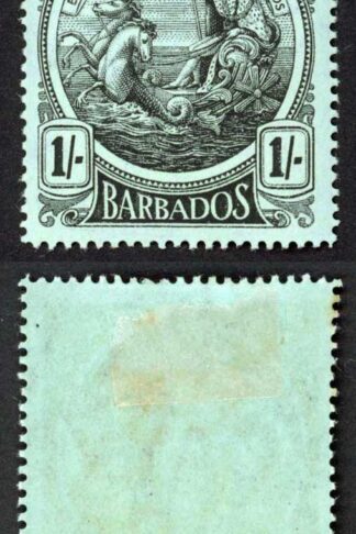 Barbados SG189 1/- Black/green M/M Cat 17 pounds