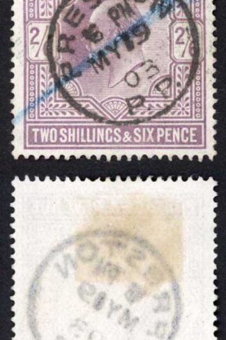 SG260 2/6 Lilac DLR with 1903 Preston CDS (and crayon mark) Cat 150