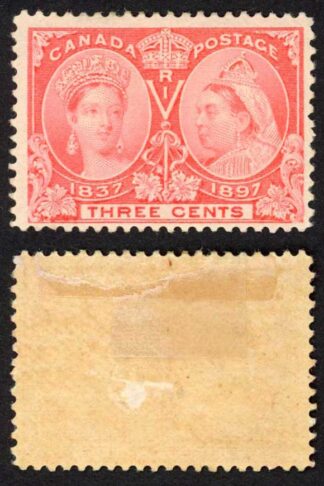 Canada SG126 3c Carmine 1897 Jubilee Fresh Colour M/M (gum thin) Cat 18 Pounds